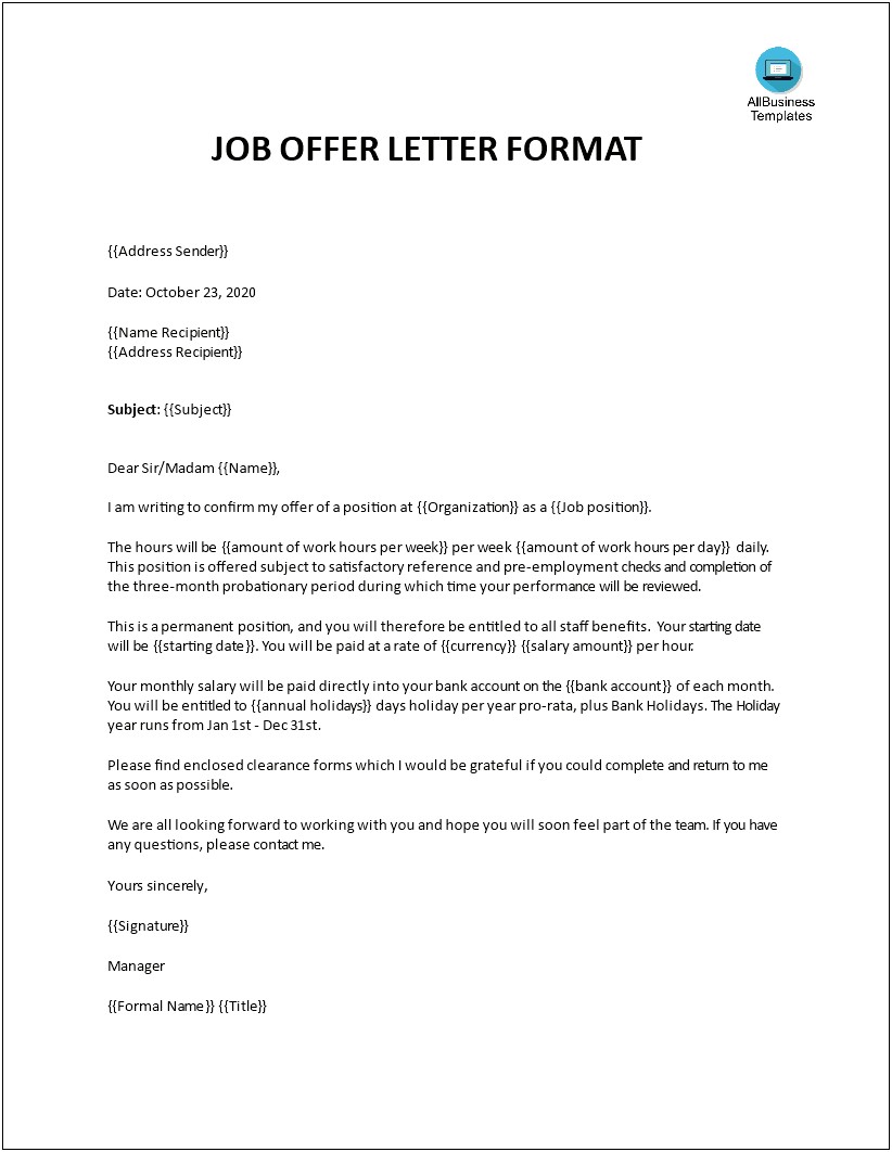 Letters Templates Simple Appointment Letter Format Word