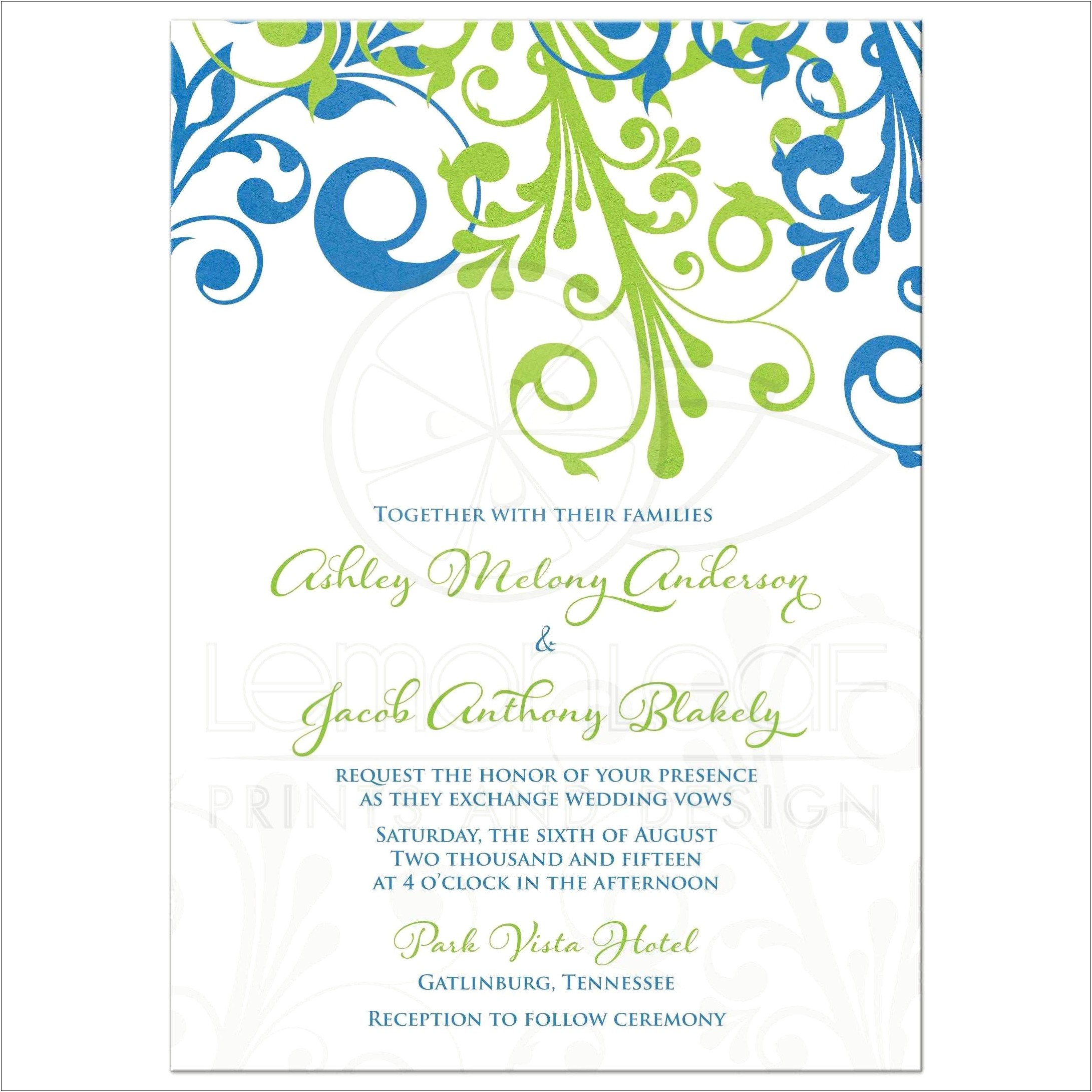Lime Green And Turquoise Wedding Invitations