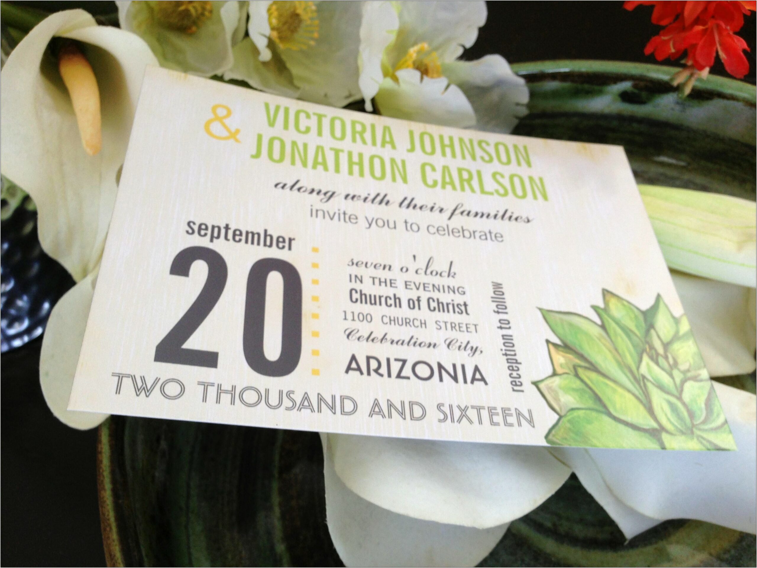 Lime Green And Yellow Wedding Invitations