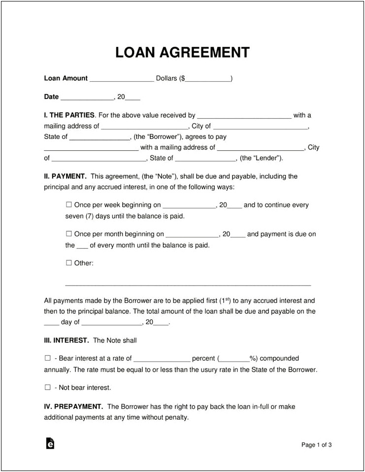 Loan Agreement Template Word South Africa