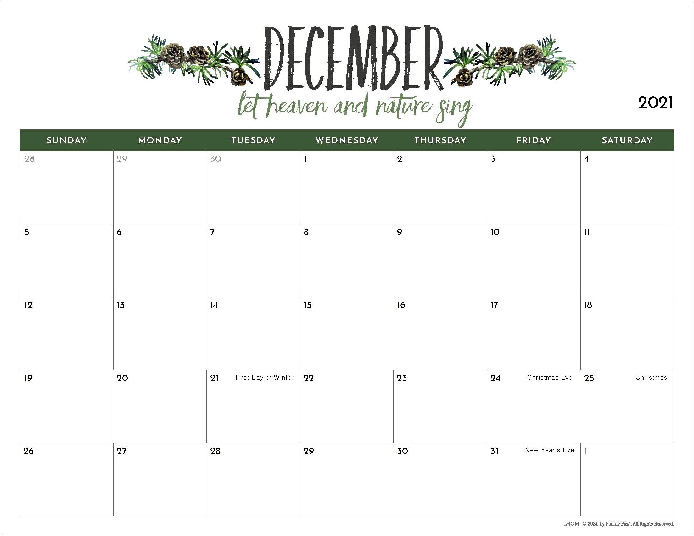 Lunch Calendar Template For December 2016 Download