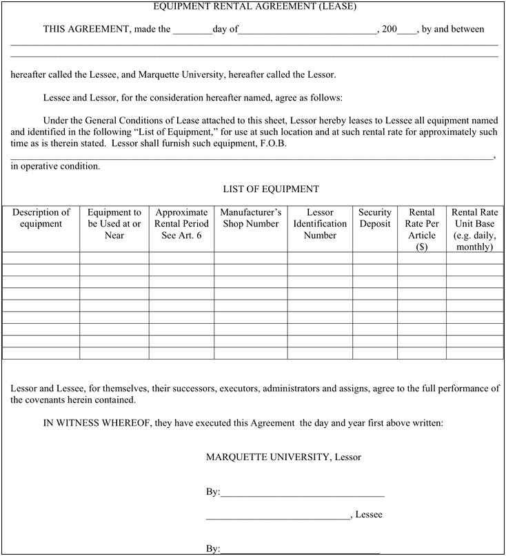 Machine Lease Agreement Template Word Early Termination