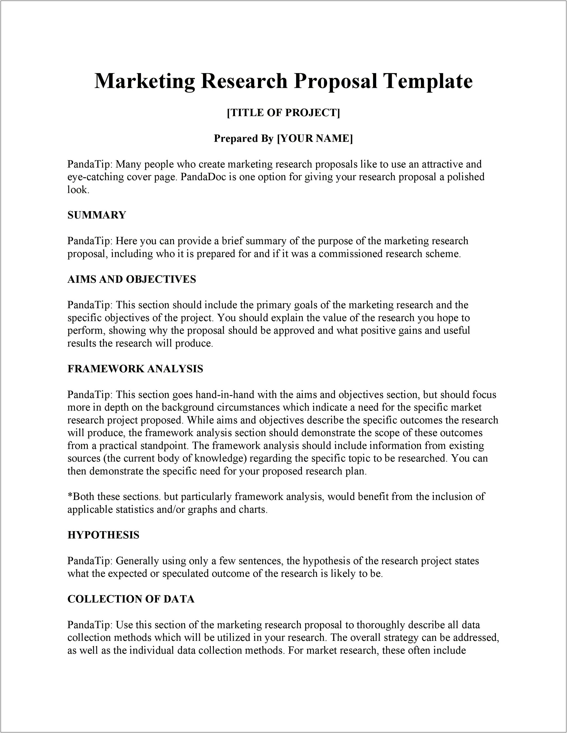 Marketing Research Proposal Template Word Document