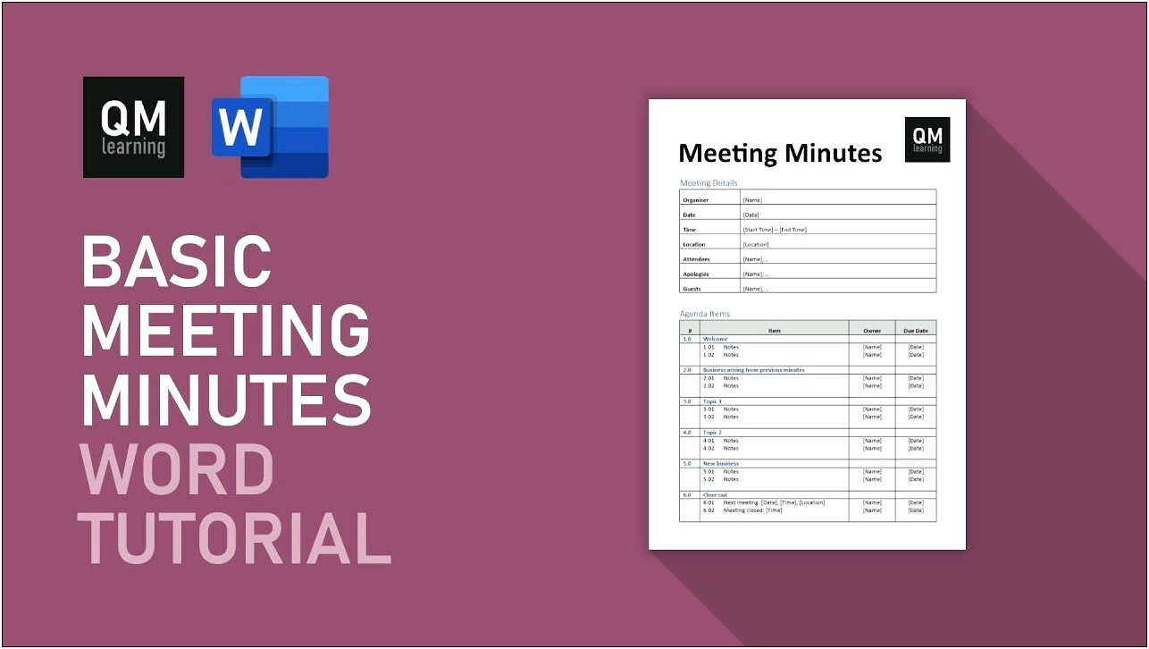 Meeting Minutes Excel Template To Word Document