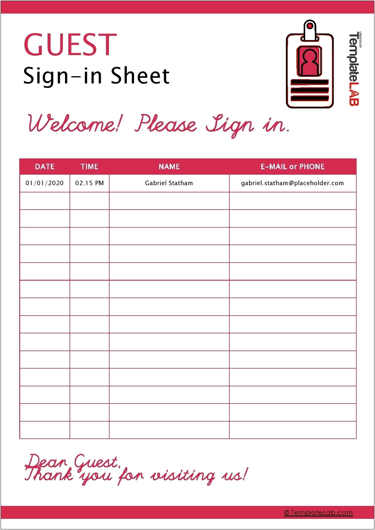 Meeting Sign In Sheet Template Word