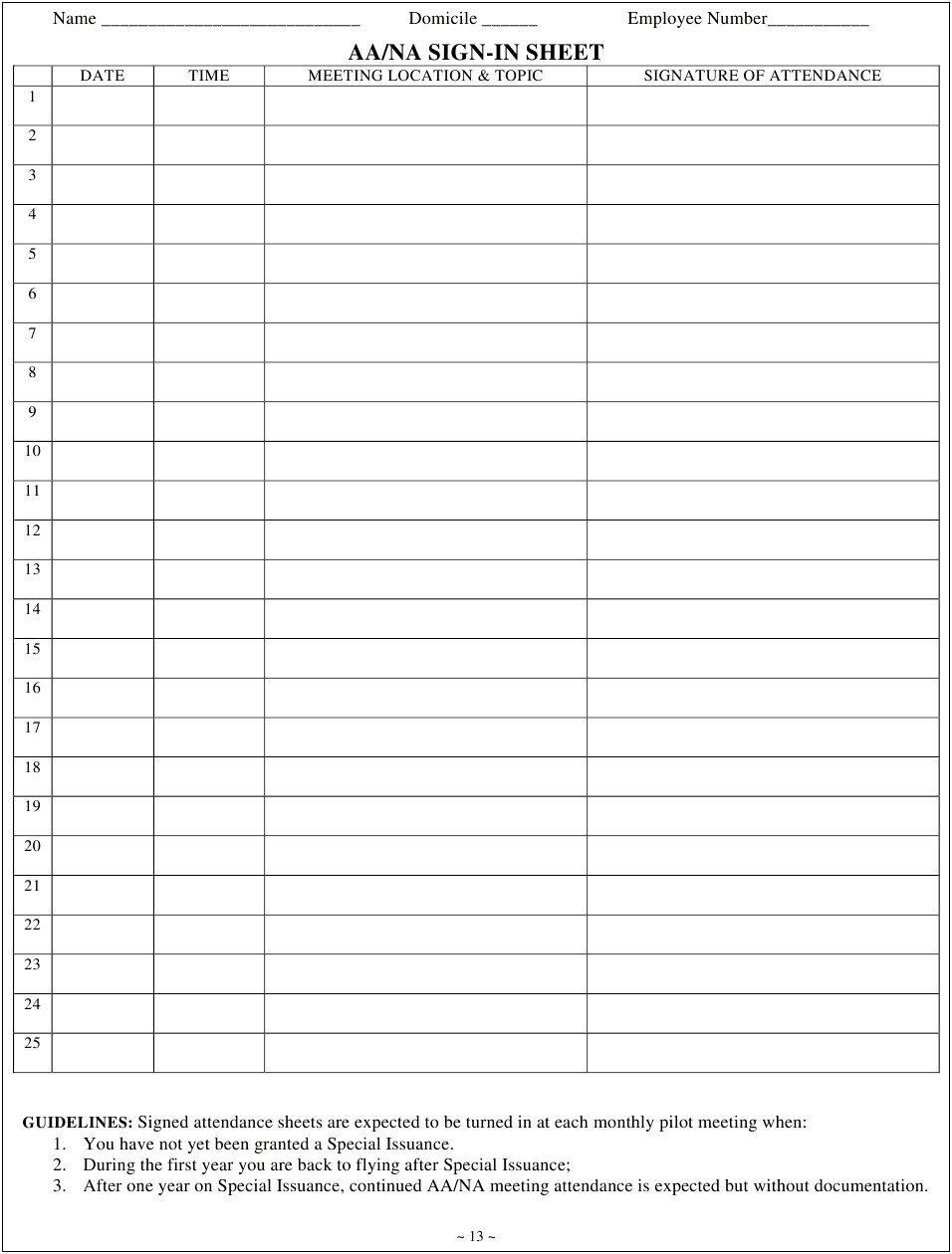 Meeting Sign In Sheet Word Template