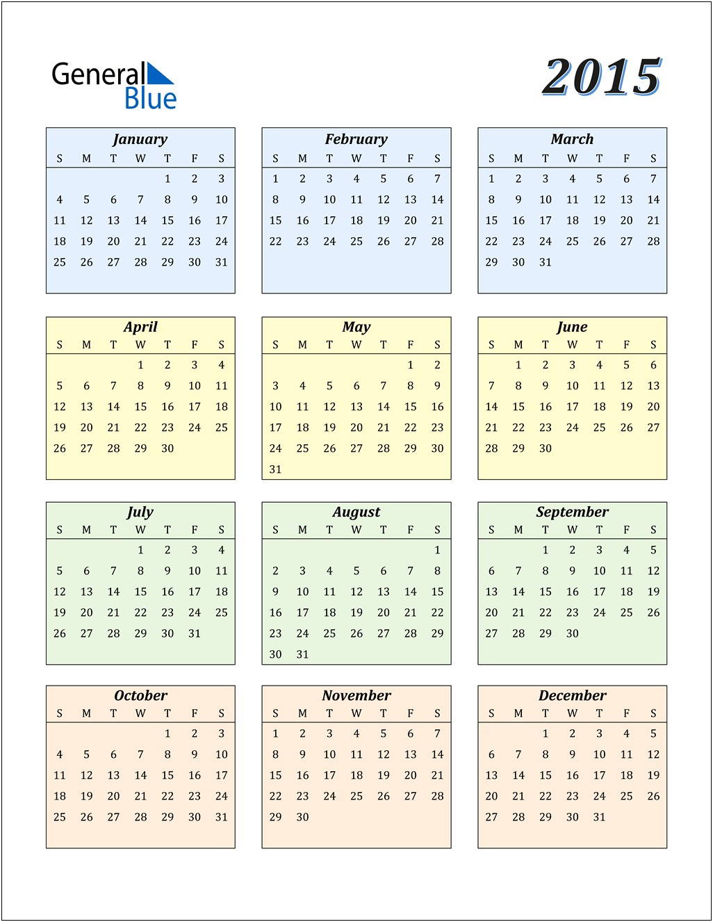 Microsoft Office 2015 Calendar Template Download
