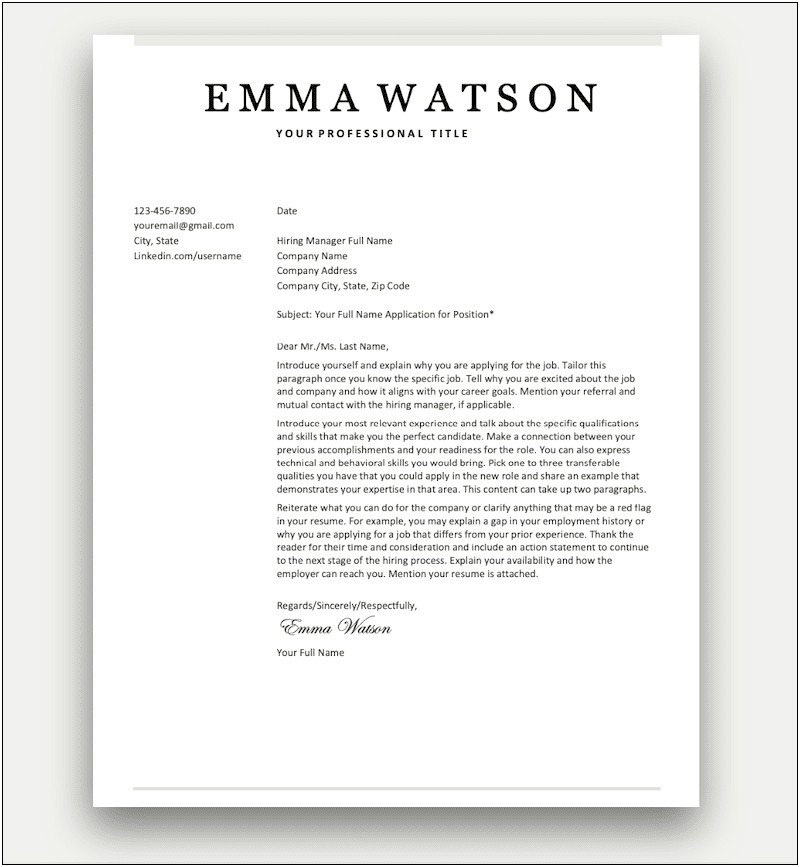Microsoft Office Cover Letter Template Download