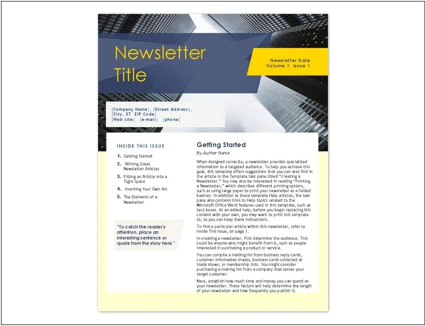 Microsoft Office Word 2007 Newsletter Templates