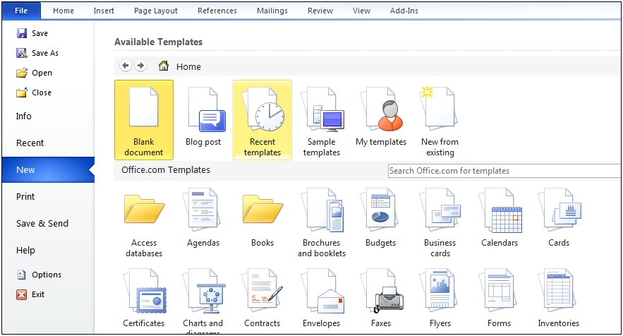 Microsoft Office Word 2010 Free Templates