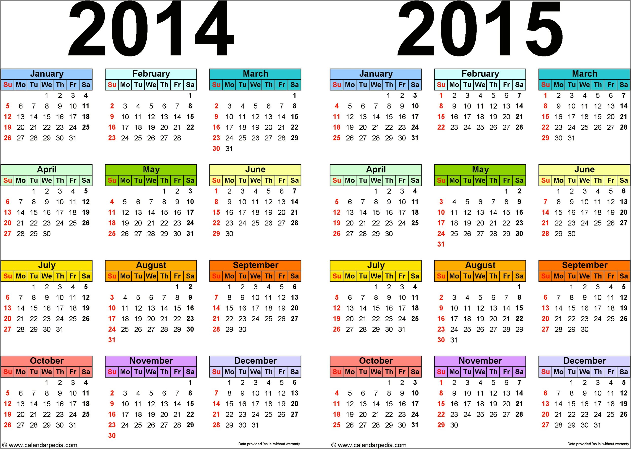 Microsoft Office Word 2014 Calendar Template