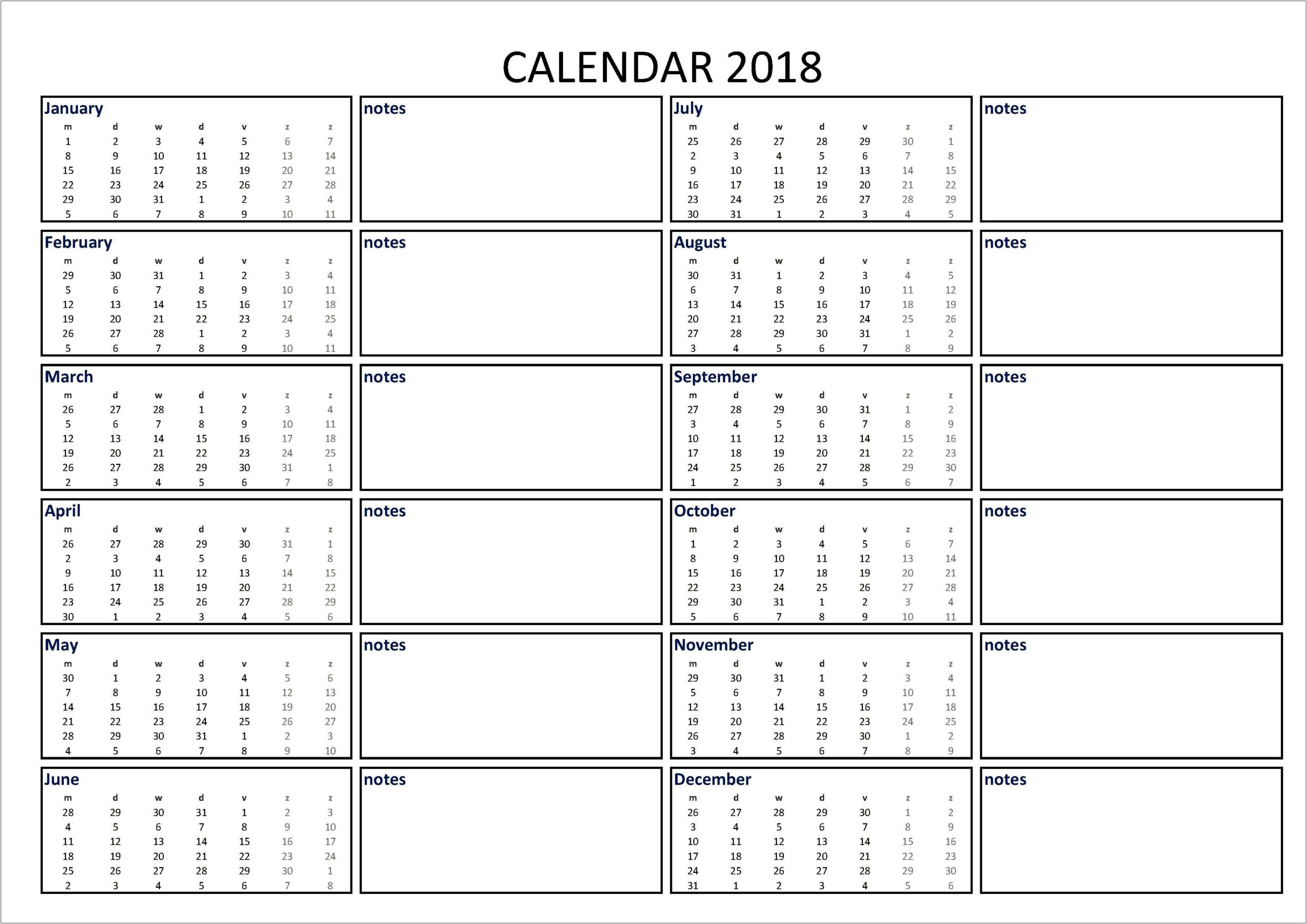 Microsoft Office Word Calendar Template 2018