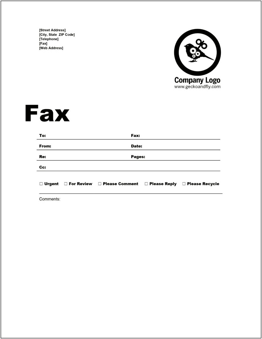 Microsoft Office Word Template Fax Cover Sheet
