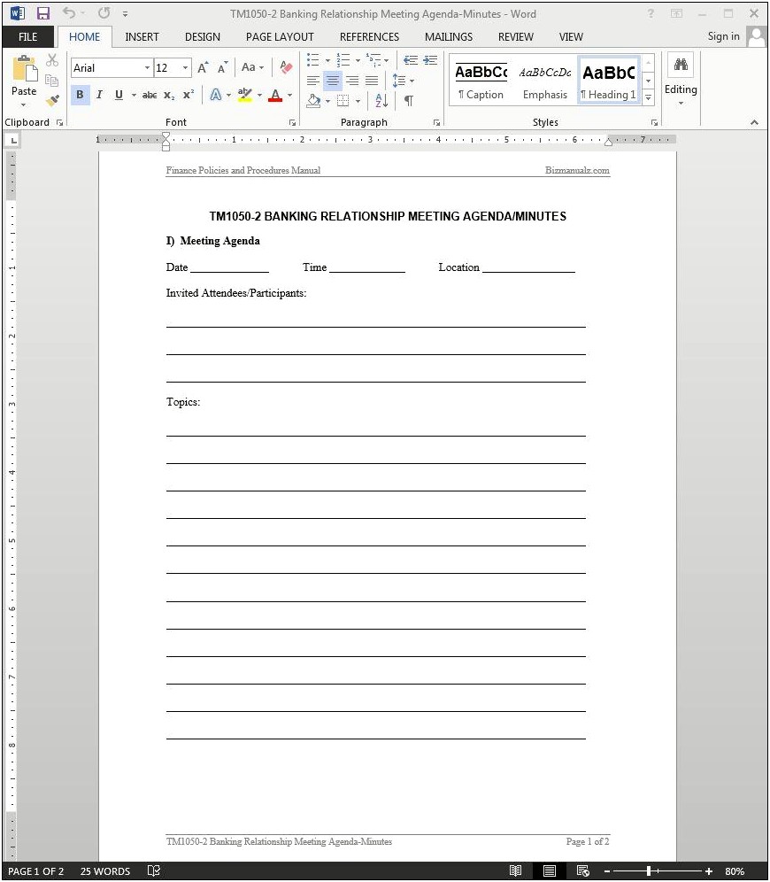 Microsoft Office Word Templates Meeting Minutes