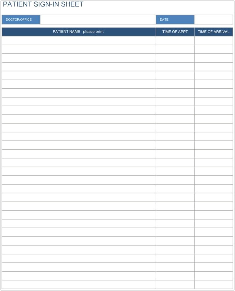 Microsoft Sign In Sheet Template Word