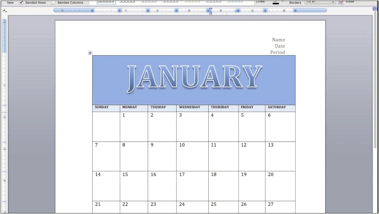 Microsoft Word 12 Month Calendar Template 2015