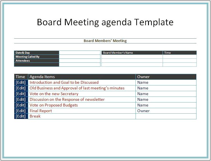 Microsoft Word 2007 Meeting Agenda Template