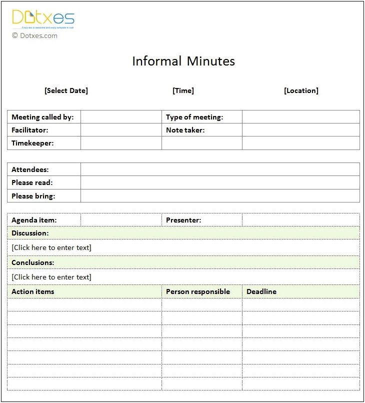 Microsoft Word 2007 Meeting Minutes Template