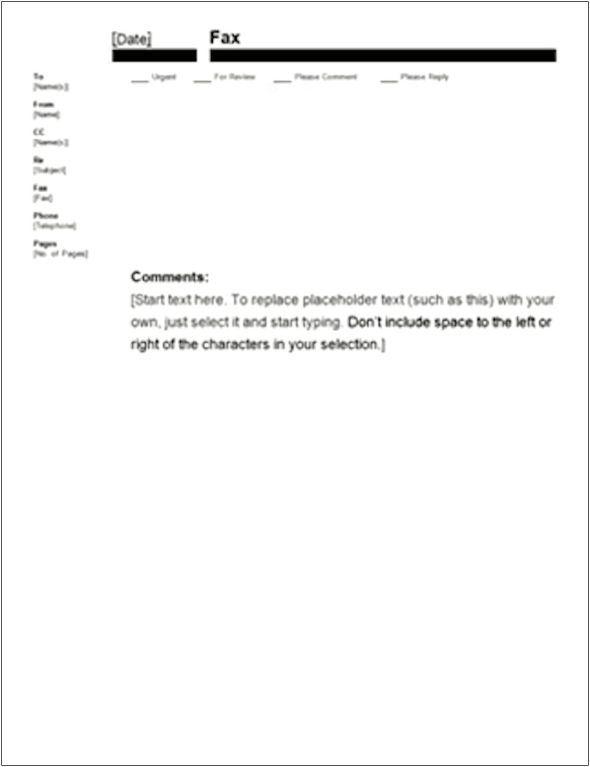 Microsoft Word 2010 Business Fax Template