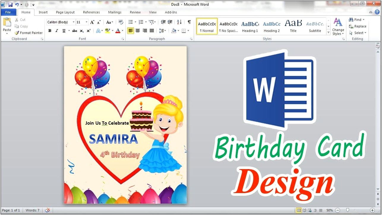Microsoft Word 2010 Greeting Card Template
