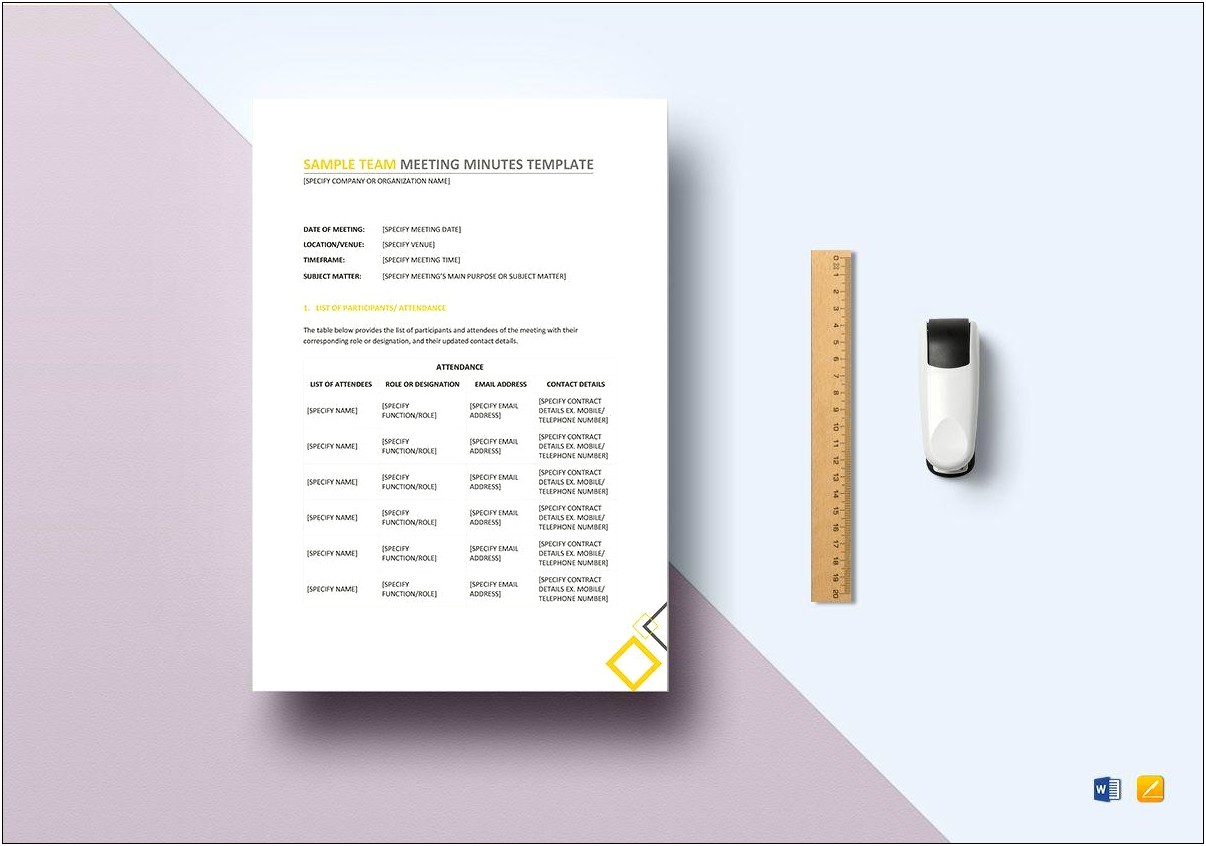 Microsoft Word 2013 Meeting Minutes Template