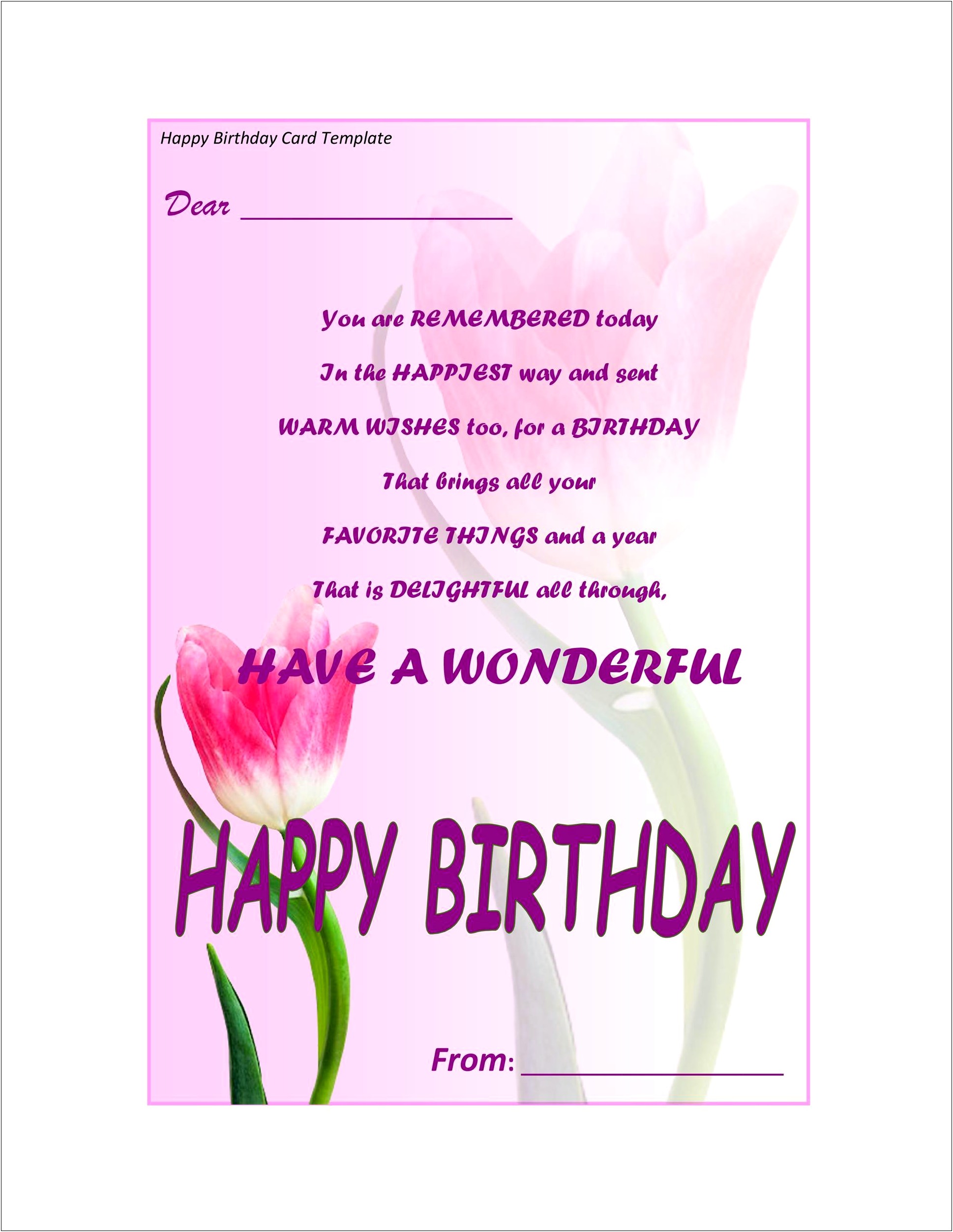 Microsoft Word Birthday Card Template Download