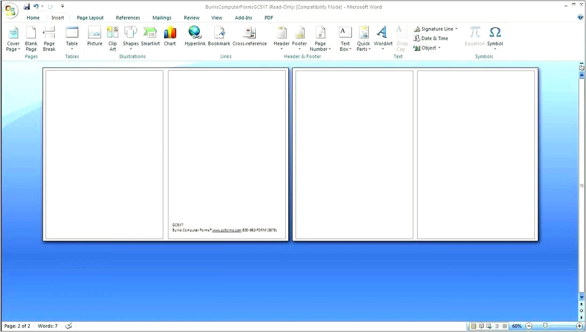 Microsoft Word Card Template Half Fold