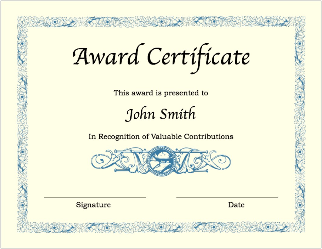 Microsoft Word Certificate Of Compliance Template