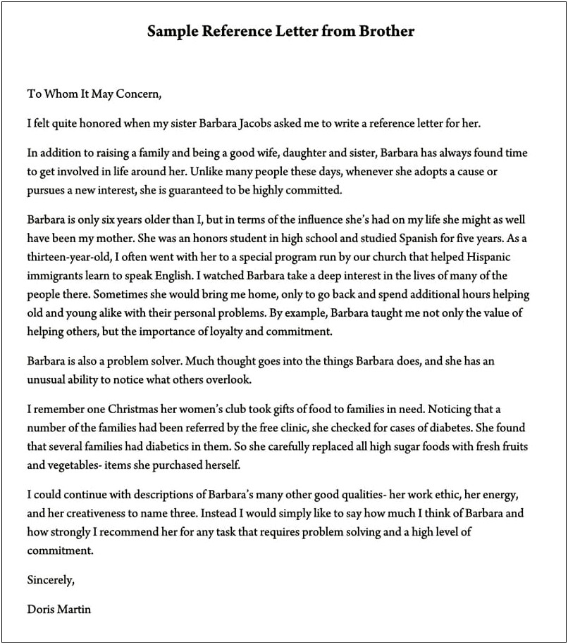 Microsoft Word Character Reference Letter Template