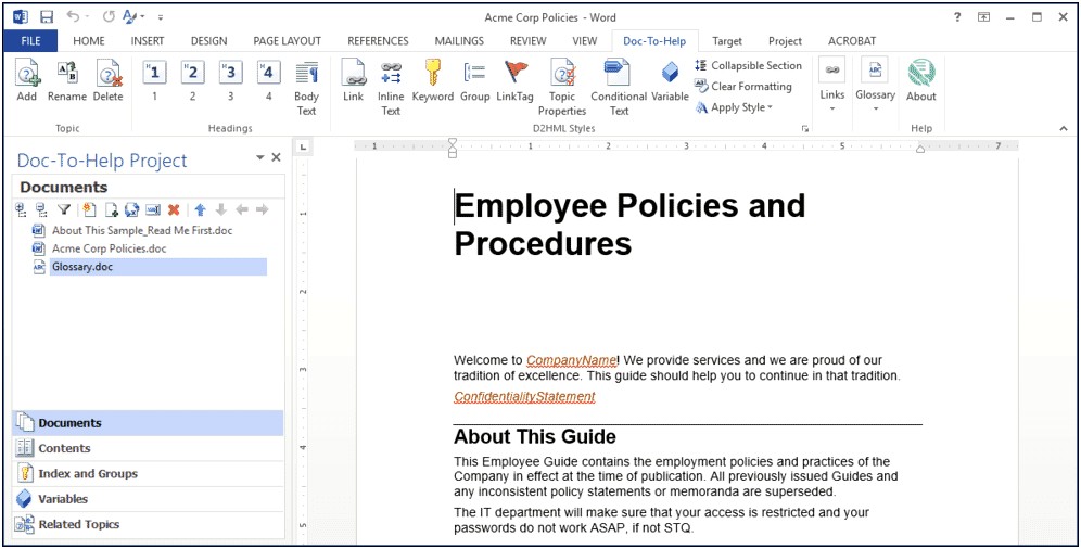 Microsoft Word Document Version Control Template