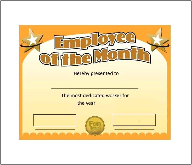 Microsoft Word Employee Of The Month Certificate Templates