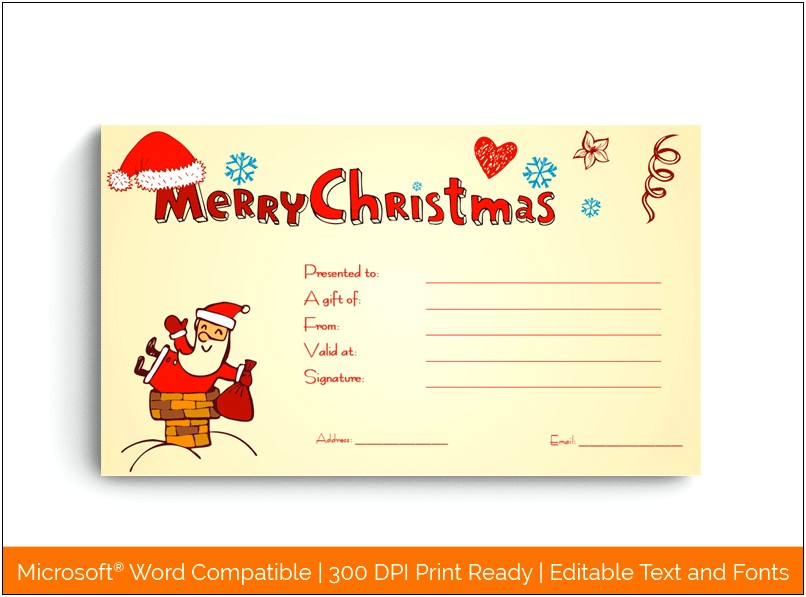 Microsoft Word Gift Certificate Template Christmas