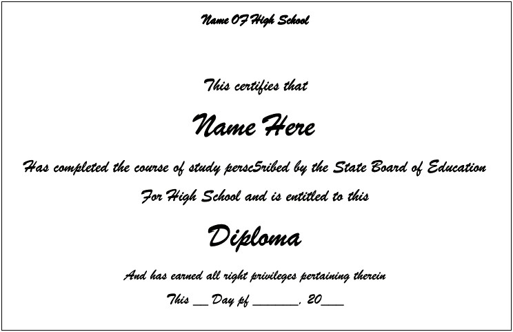 Microsoft Word Homeschool High School Diploma Template