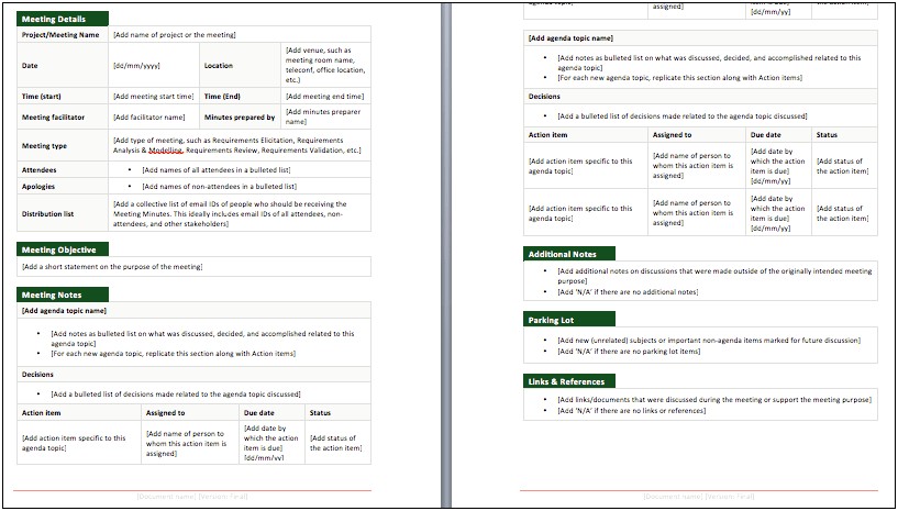 Microsoft Word Meeting Minutes Template Download