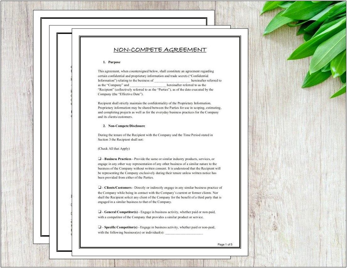 Microsoft Word Non Compete Agreement Template