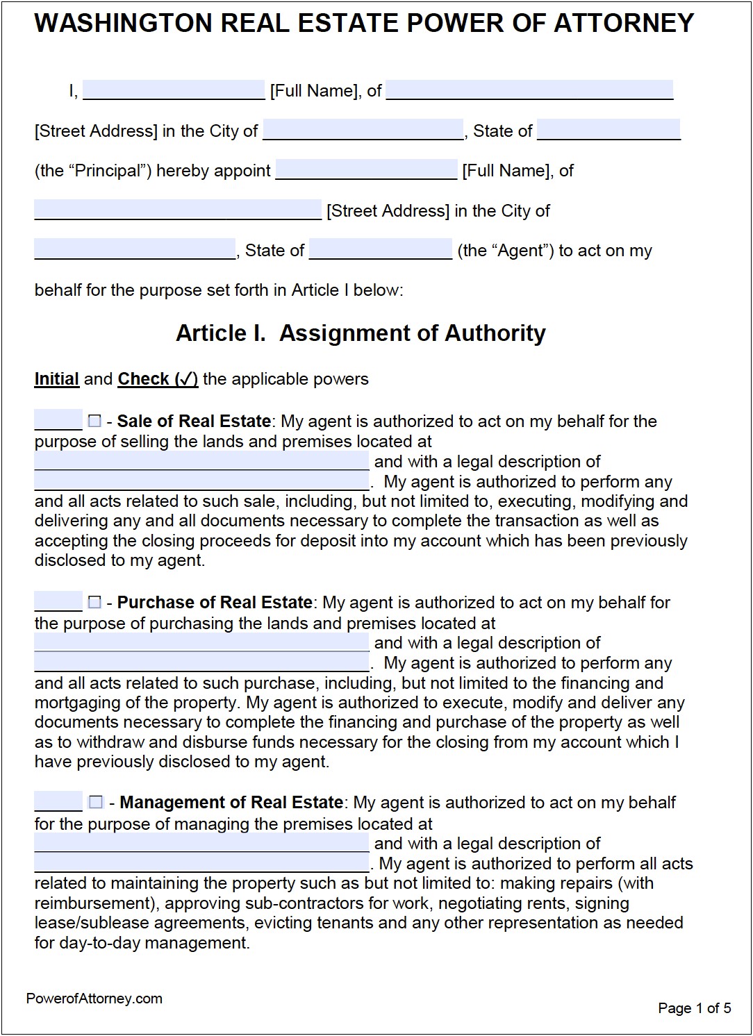 Microsoft Word Power Of Attorney Template