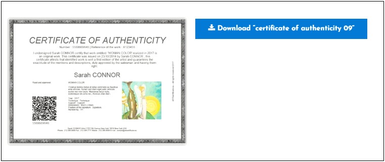 Microsoft Word Template Certificate Of Authenticity
