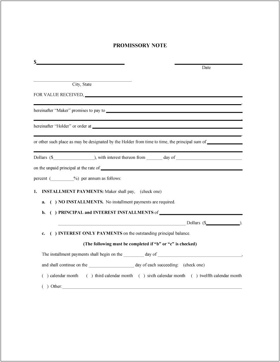 Microsoft Word Template For Promissory Note