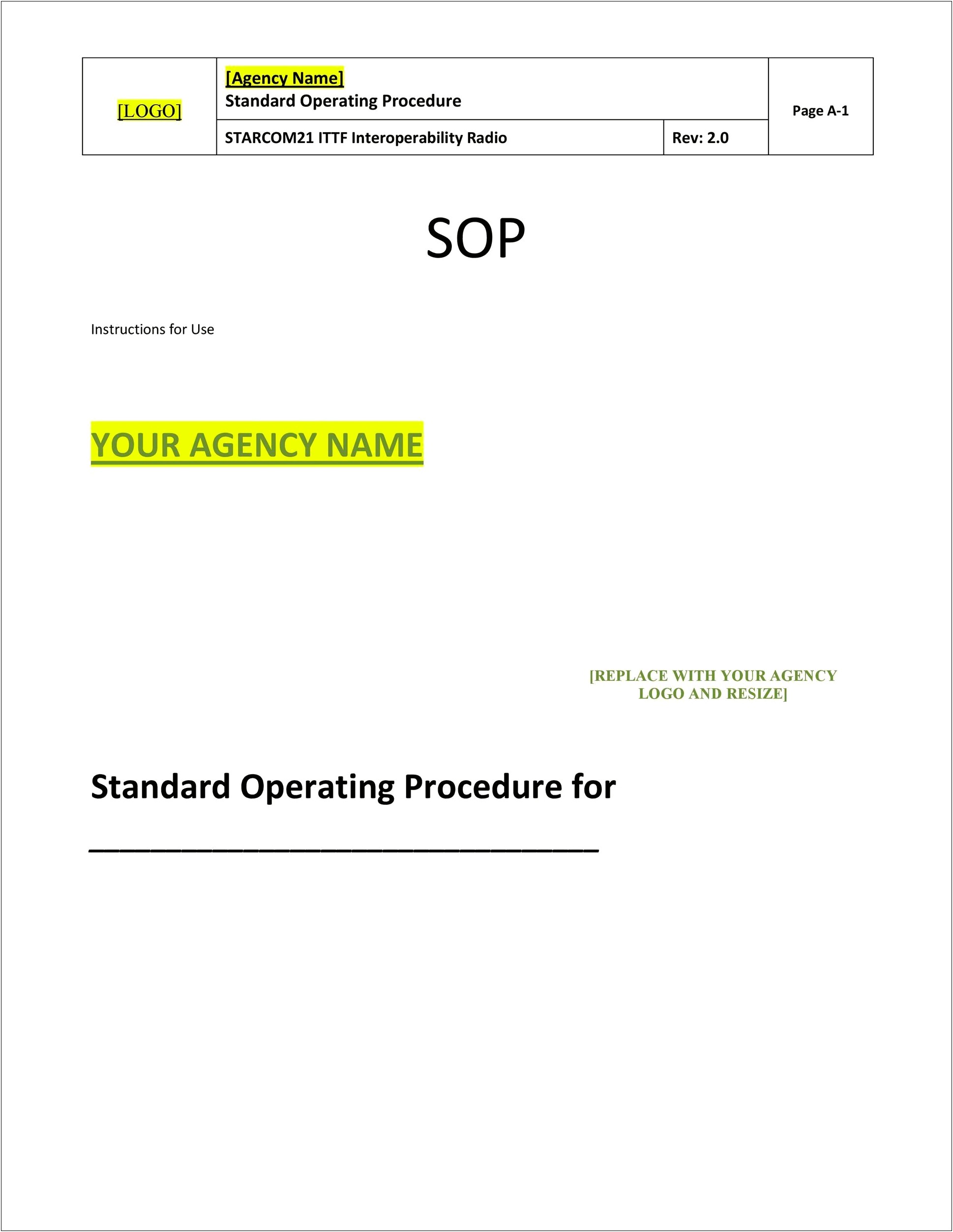 Microsoft Word Template For Standard Operating Procedure
