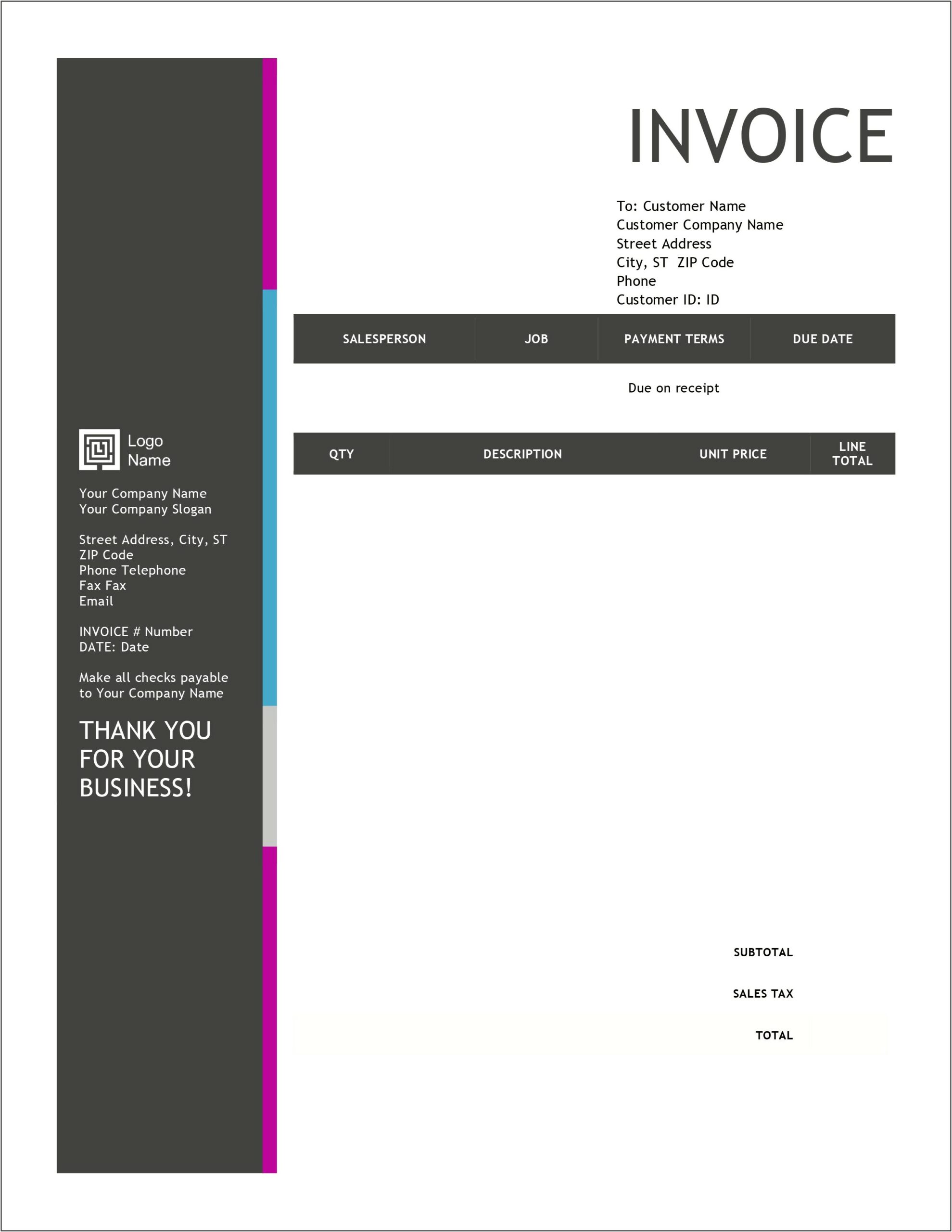 Microsoft Works Invoice Templates Free Download