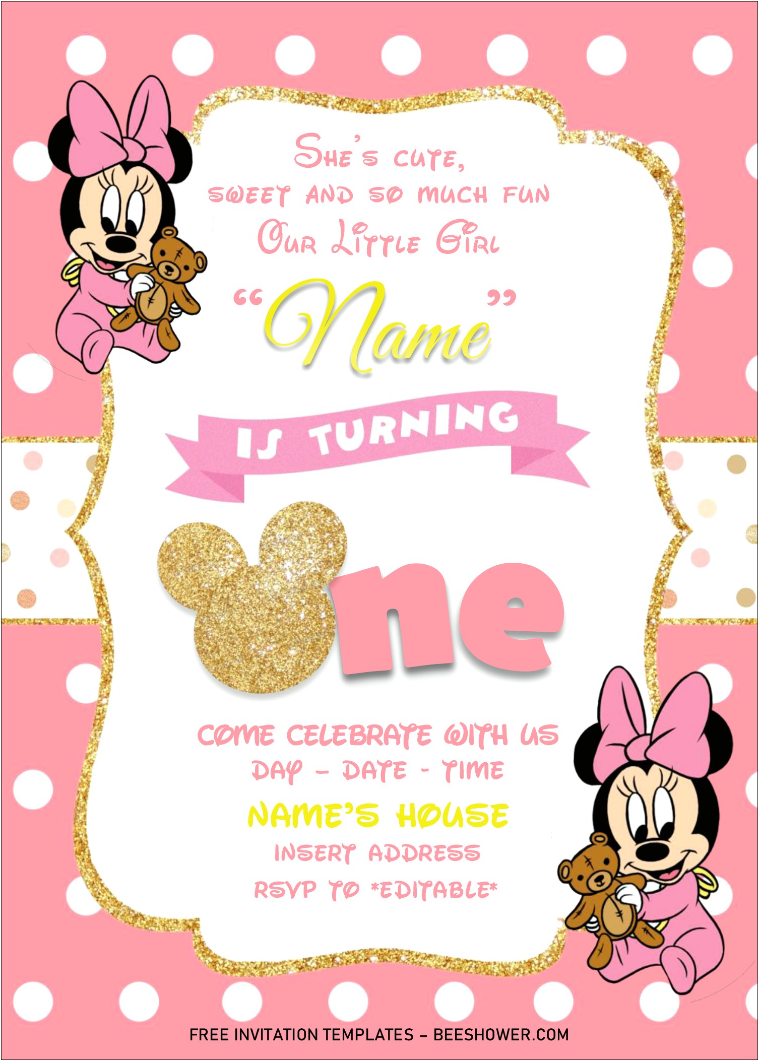 Minnie Mouse Birthday Invitation Template Download