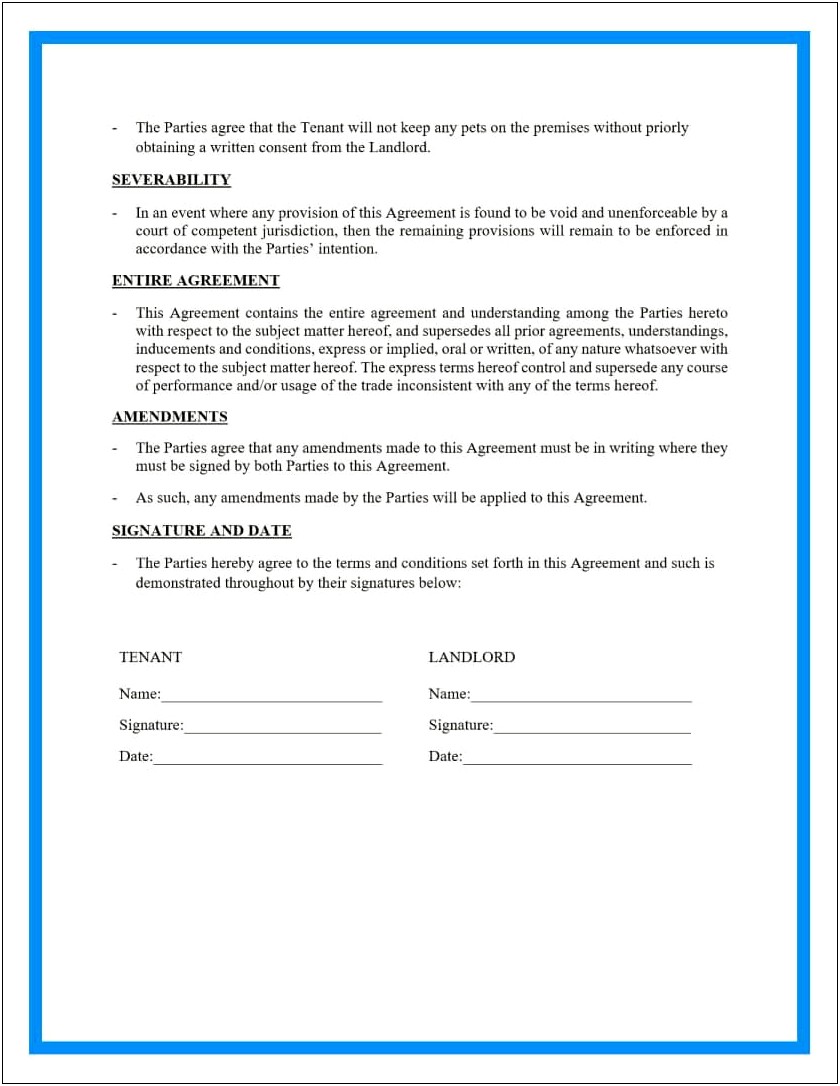 Month To Month Lease Agreement Template Word