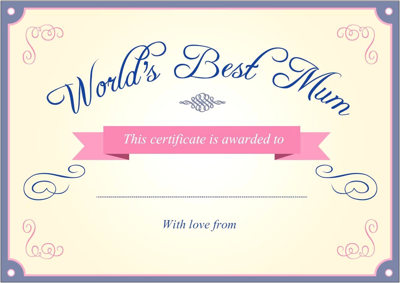 Mothers Day Certificate Templates For Word