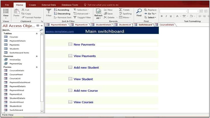 Ms Access Switchboard Templates Free Download