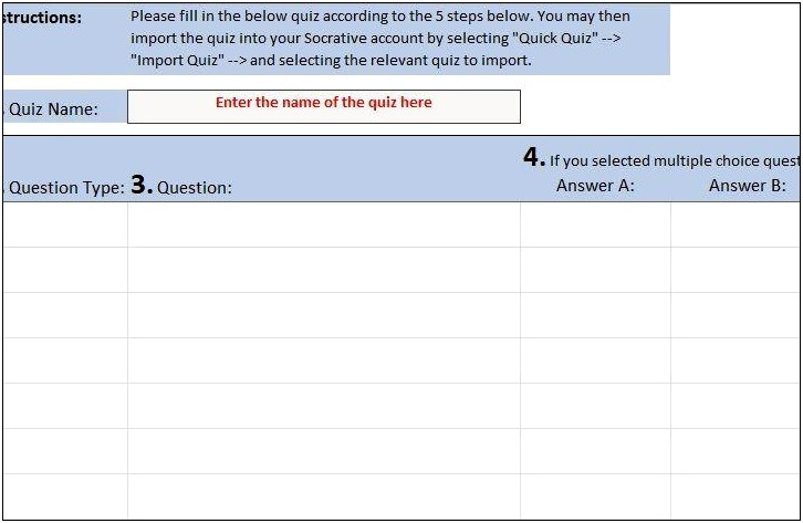 Multiple Choice Quiz Template Free Download