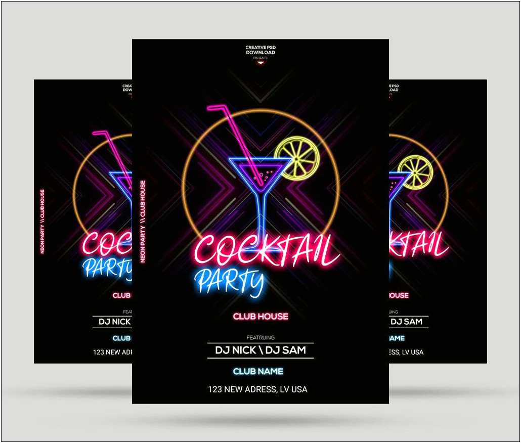 Neon Light Party Flyer Download Template