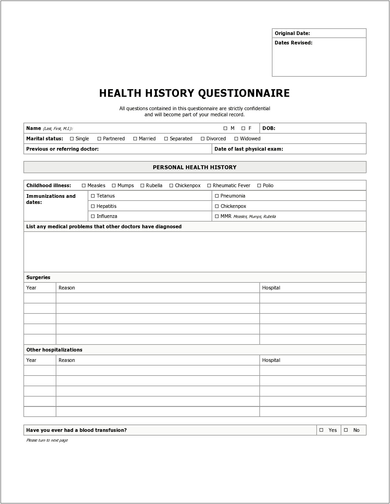 New Patient Information Form Template Download
