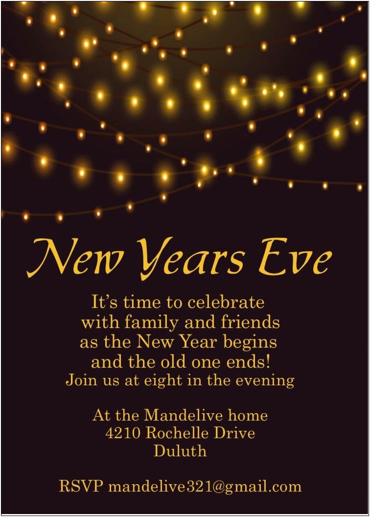 New Years Eve Invitation Word Template