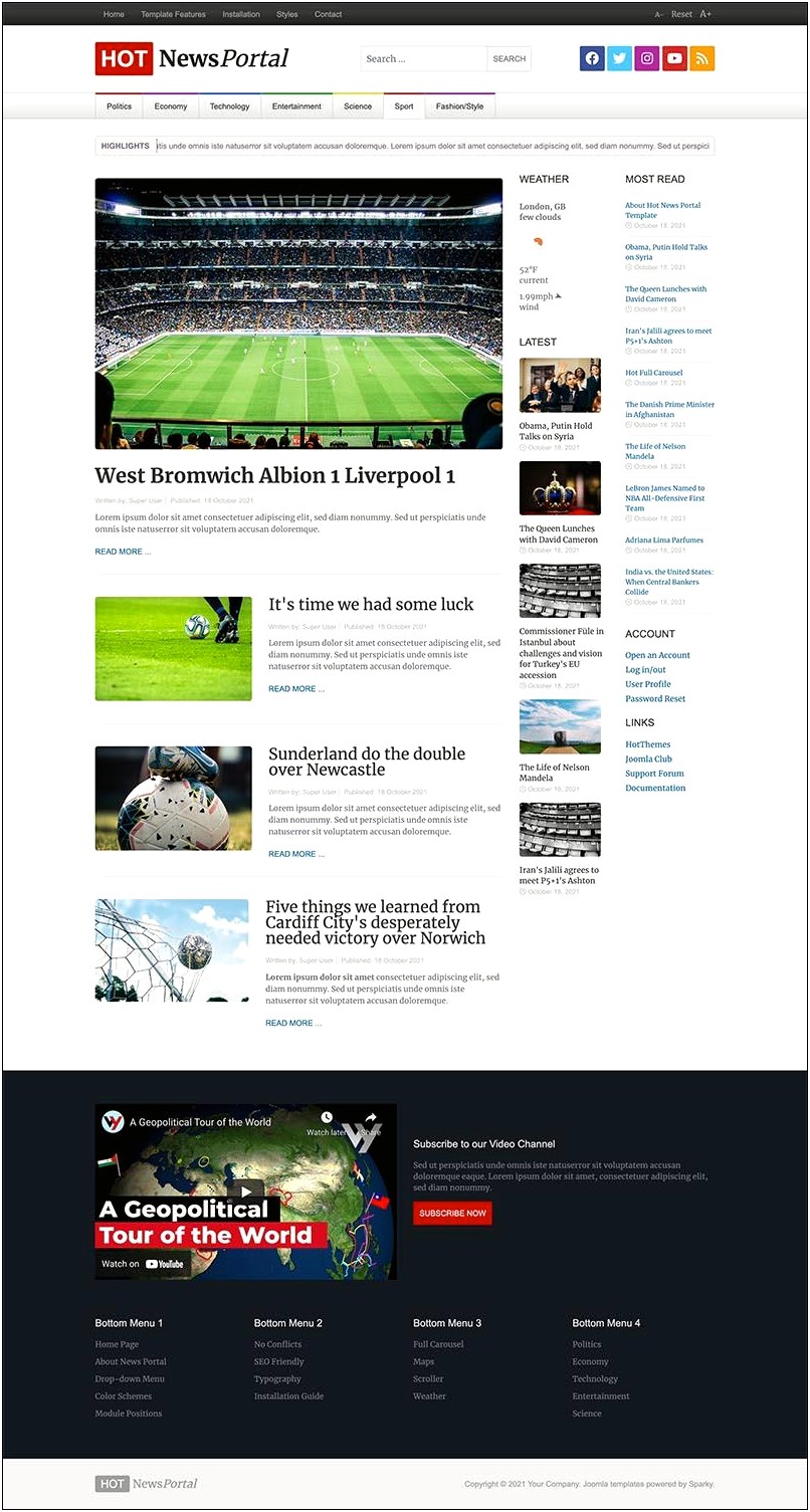 News Portal Joomla Template Free Download