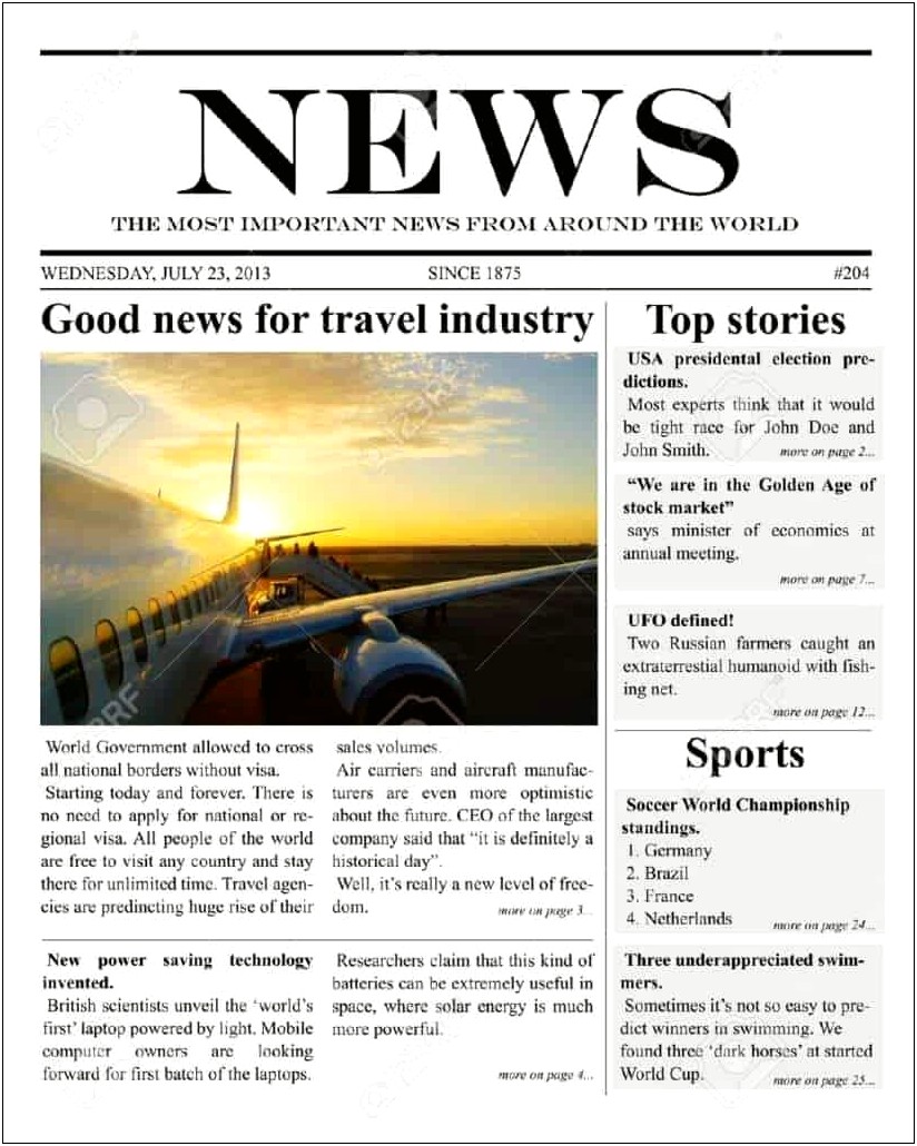 Newspaper Format Template For Word Download